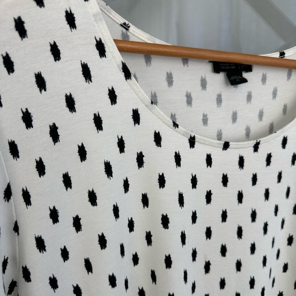J Jill Wearever Collection White Black Dots Tunic Top XL 3/4 Sleeve Round Neck - Picture 3 of 8